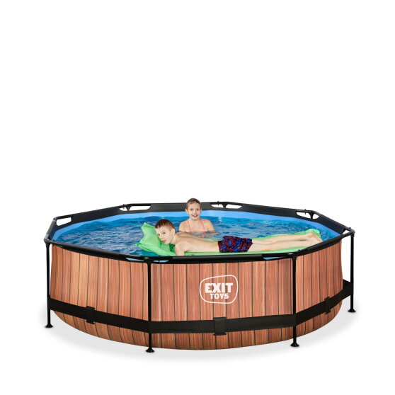 Piscina EXIT Wood ø300x76cm con pompa filtro - marrone