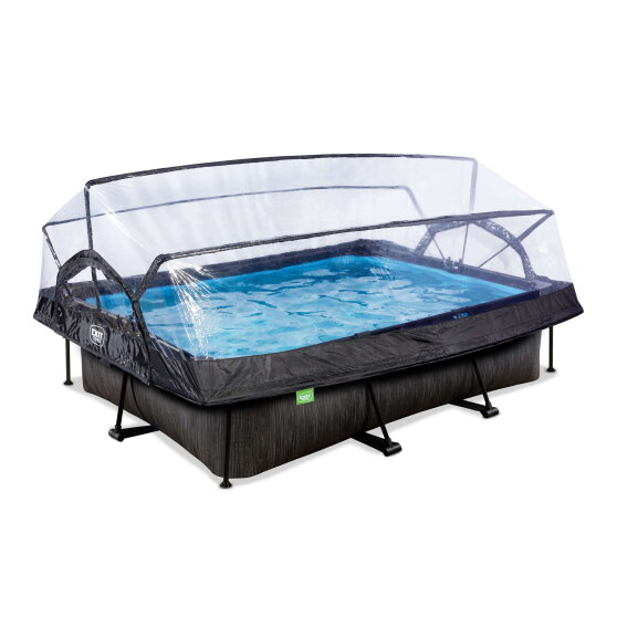 Piscina EXIT Black Wood 300x200x65cm con pompa filtro e copertura - nero