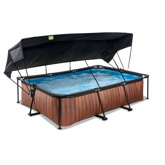 Piscina EXIT Wood 300x200x65cm con pompa filtro e pensilina - marrone