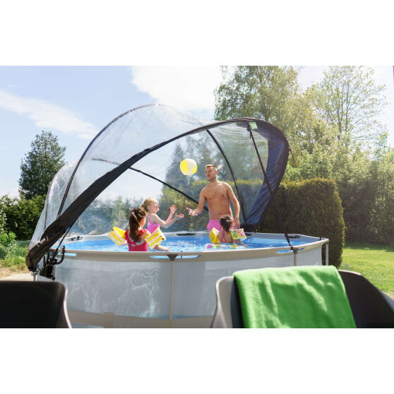 Piscina EXIT Soft Grey &oslash;360x76cm con pompa filtro e copertura - grigio
