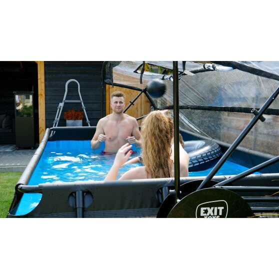 EXIT Stone pool 400x200x100cm with sand filter pump and dome - grey
