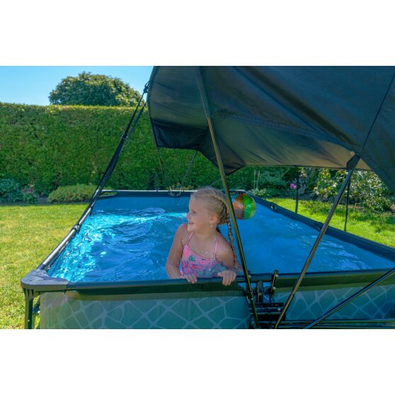 EXIT Black Wood pool 300x200x65cm with filter pump and canopy - black