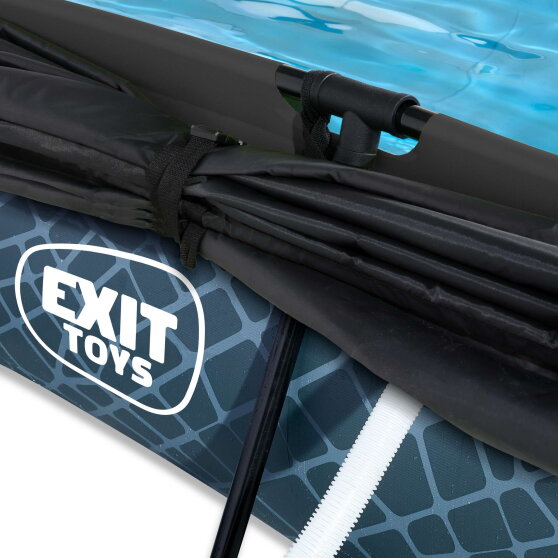 Piscina EXIT Stone 300x200x65cm con pompa filtro e pensilina - grigia