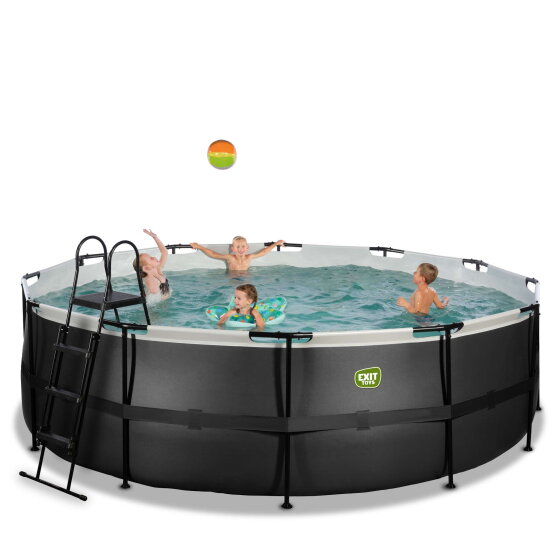 Piscina EXIT Black Leather ø450x122cm con pompa filtro a sabbia - nero