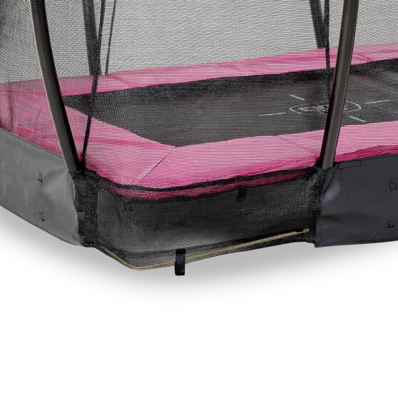 Trampolino elastico interrato EXIT Silhouette 153x214cm con rete di sicurezza - rosa