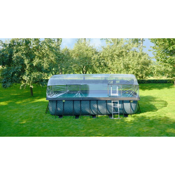 Piscina EXIT Wood 540x250x122cm con pompa filtro a sabbia e copertura e pompa di calore - marrone