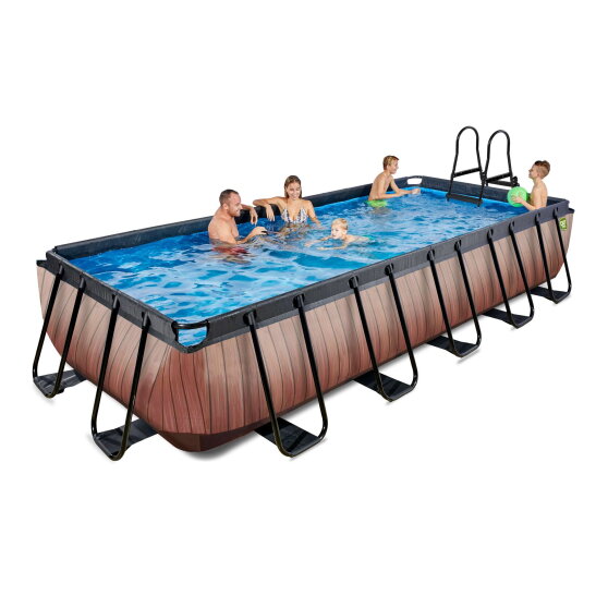 Piscina EXIT Wood 540x250x100cm con pompa filtro a sabbia - marrone