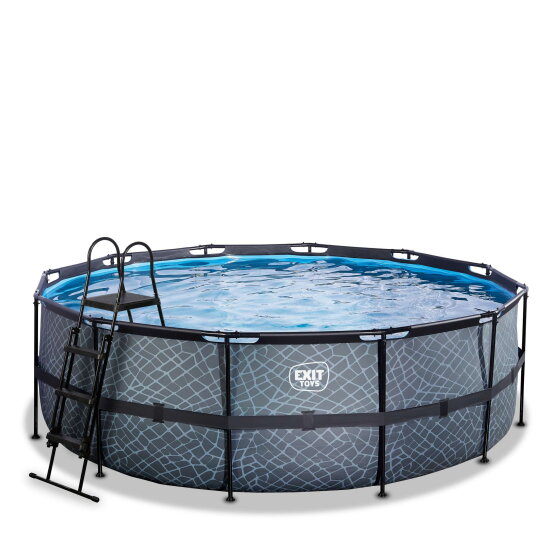 Piscina EXIT Stone &oslash;427x122cm con pompa filtro a sabbia - grigia