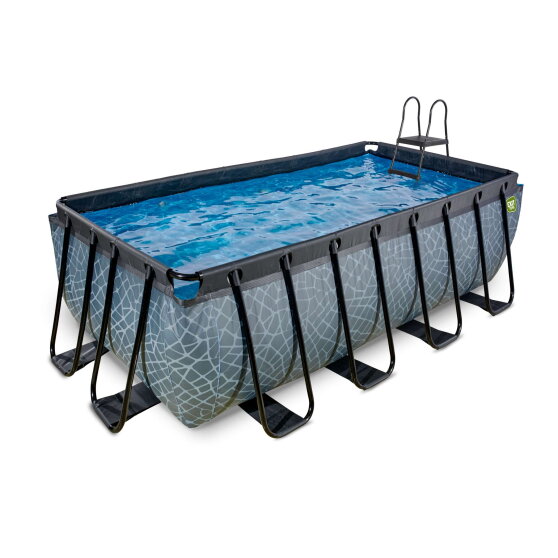 Piscina EXIT Stone 400x200x122cm con pompa filtro - grigia