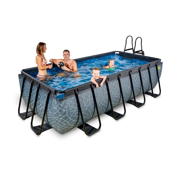 Piscina EXIT Stone 400x200x100cm con pompa filtro - grigia
