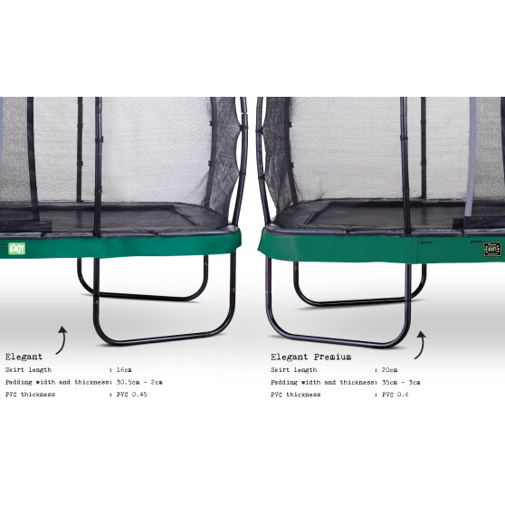 Trampolino elastico EXIT Elegant Premium set completo 214x366cm - verde