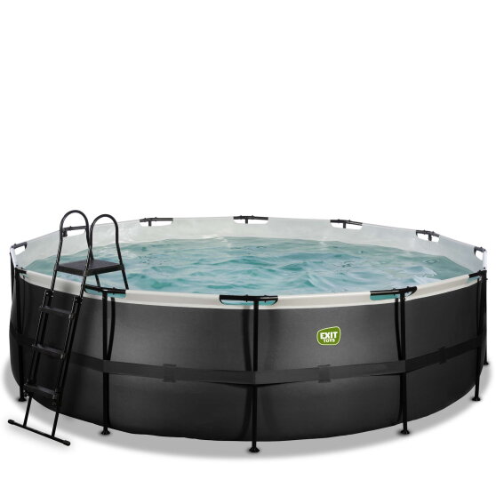 Piscina EXIT Black Leather ø488x122cm con pompa filtro - nero