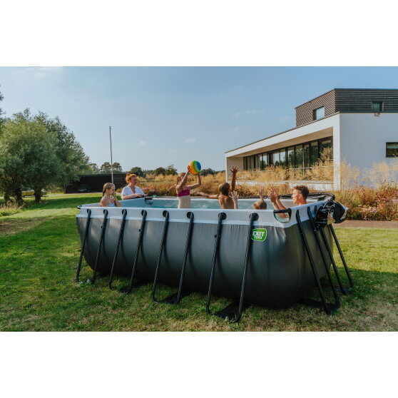 EXIT Stone pool 400x200x122cm with sand filter pump - grey