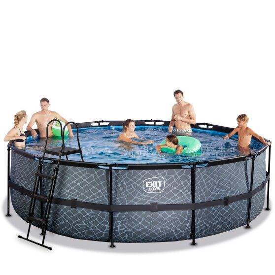 EXIT Stone pool ø488x122cm with filter pump - grey