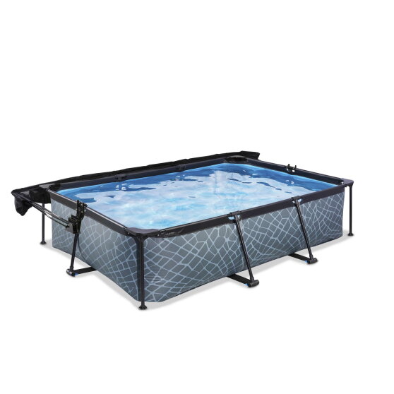 Piscina EXIT Stone 300x200x65cm con pompa filtro e pensilina - grigia