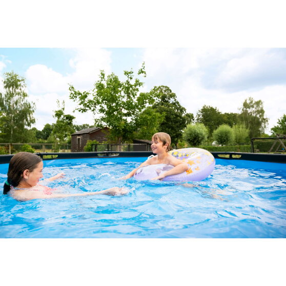 Piscina EXIT Stone &oslash;360x122cm con pompa filtro - grigia