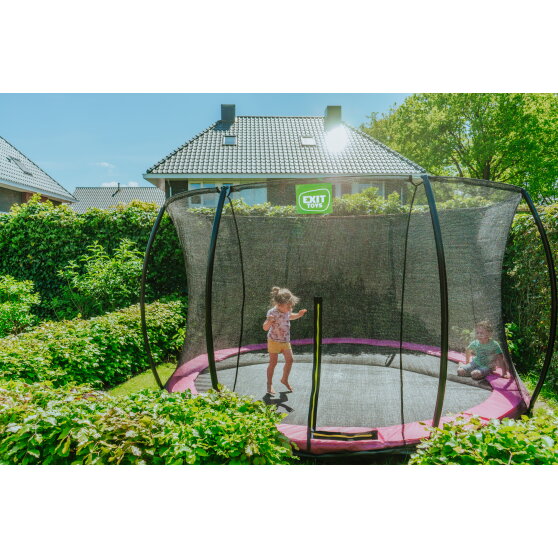 Trampolino elastico interrato EXIT Silhouette ø366cm con rete di sicurezza - rosa