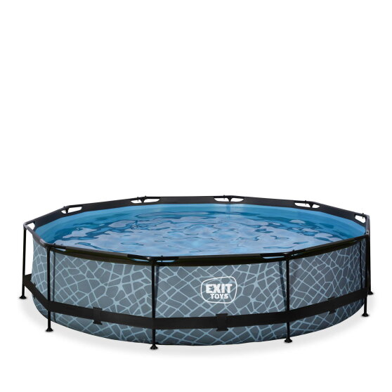Piscina EXIT Stone &oslash;360x76cm con pompa filtro - grigia