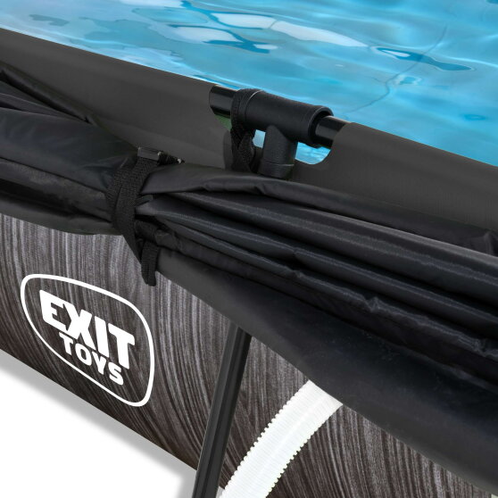 Piscina EXIT Black Wood 300x200x65cm con pompa filtro e pensilina - nero