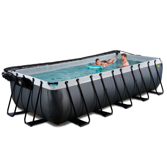 Piscina EXIT Black Leather 540x250x122cm con pompa filtro a sabbia e copertura e set accessori - nero