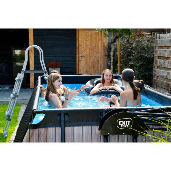 Piscina EXIT Black Leather 400x200x100cm con pompa filtro - nero