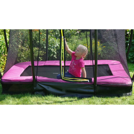 Trampolino elastico interrato EXIT Silhouette 153x214cm con rete di sicurezza - rosa