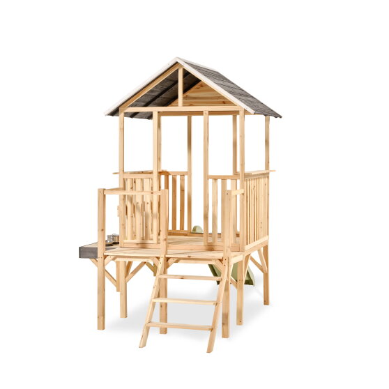Casetta da gioco in legno per bambini EXIT Panorama 350 con scivolo e cucina giocattolo