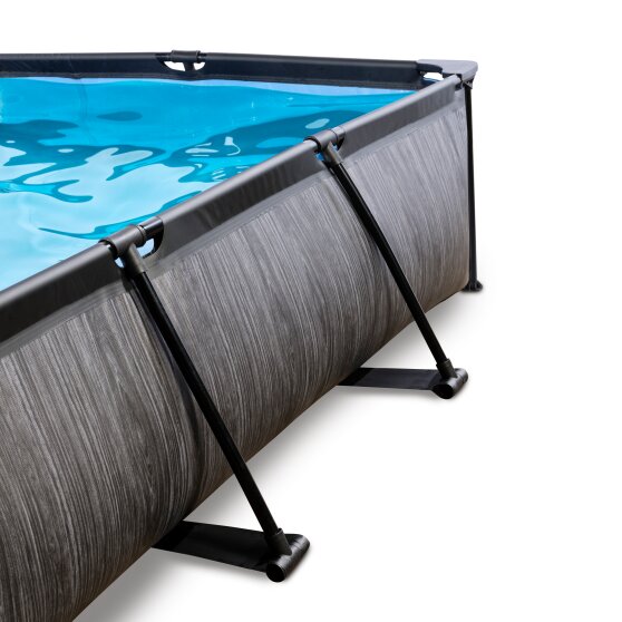 EXIT Black Wood pool 300x200x65cm with filter pump and canopy - black