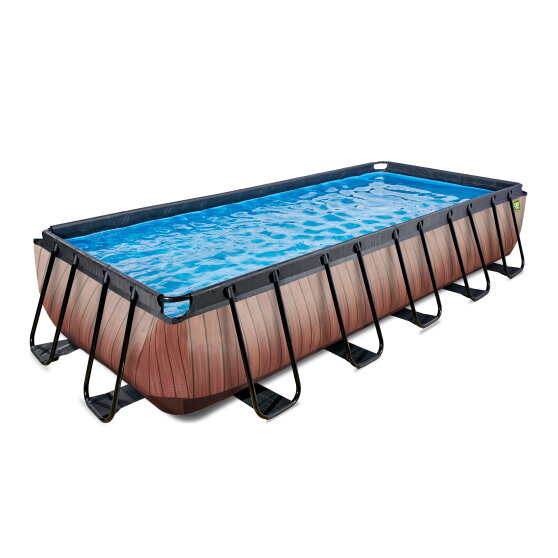 EXIT Wood pool 540x250x100cm with sand filter pump - brown