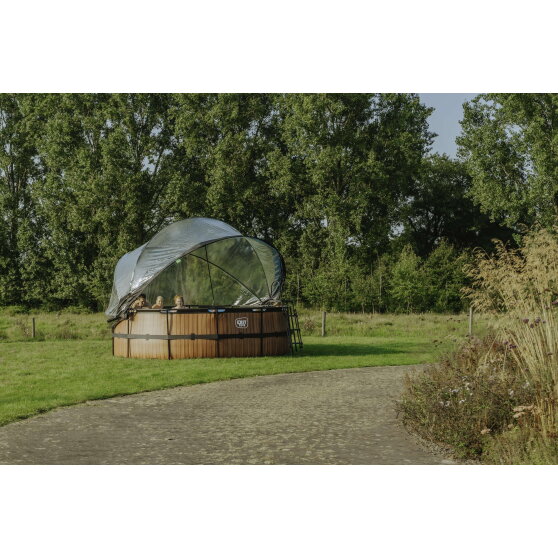Piscina EXIT Black Leather ø427x122cm con pompa filtro a sabbia e copertura - nero