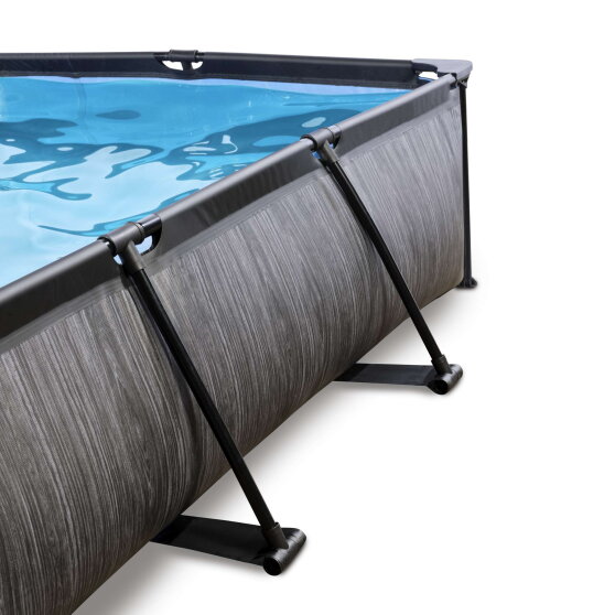 Piscina EXIT Black Wood 300x200x65cm con pompa filtro e copertura - nero