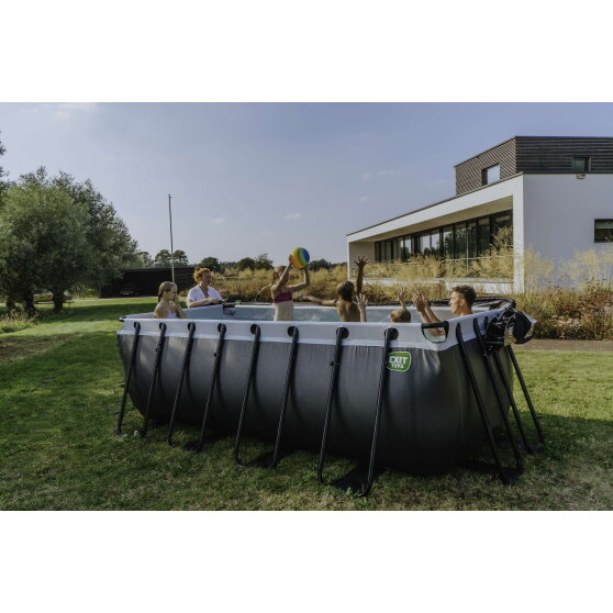 Piscina EXIT Wood 400x200x122cm con pompa filtro a sabbia - marrone