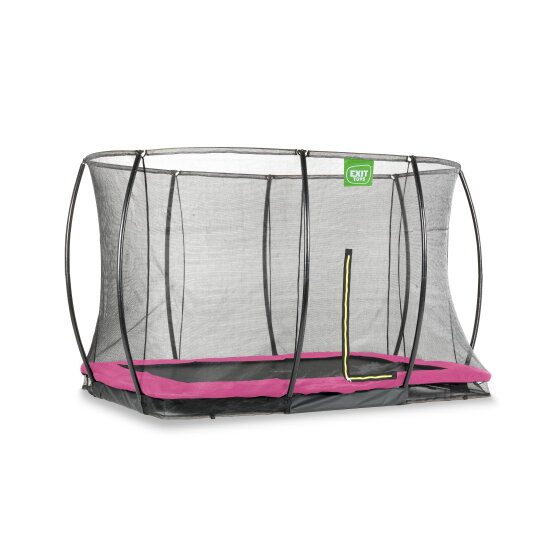 Trampolino elastico interrato EXIT Silhouette 214x305cm con rete di sicurezza - rosa