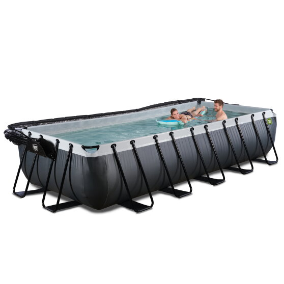 EXIT Black Leather pool 540x250x100cm with sand filter pump and dome - black