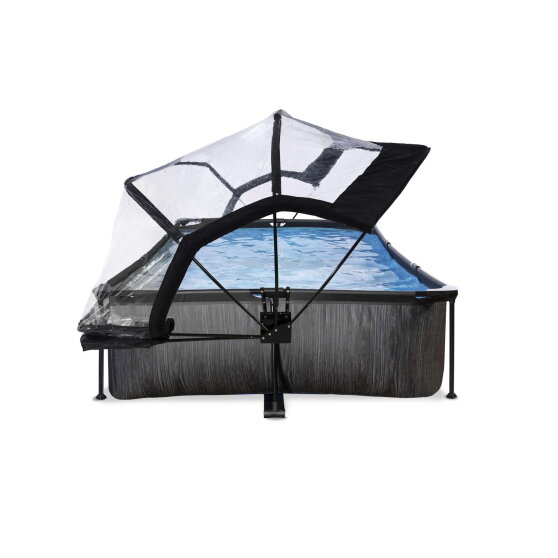 Piscina EXIT Black Wood 300x200x65cm con pompa filtro e copertura - nero