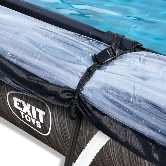 Piscina EXIT Black Wood 300x200x65cm con pompa filtro e copertura - nero