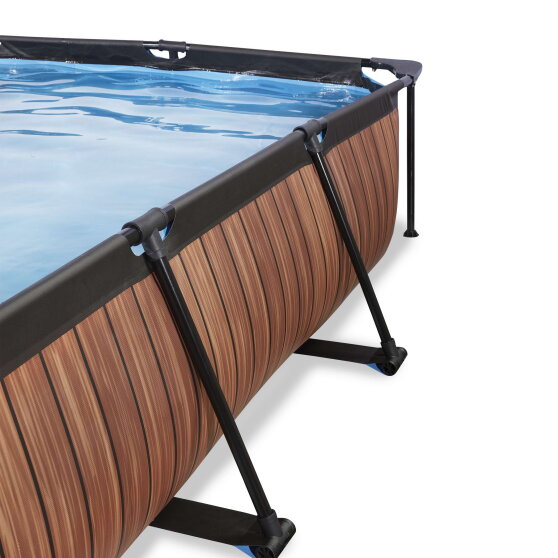 Piscina EXIT Wood 300x200x65cm con pompa filtro e pensilina - marrone