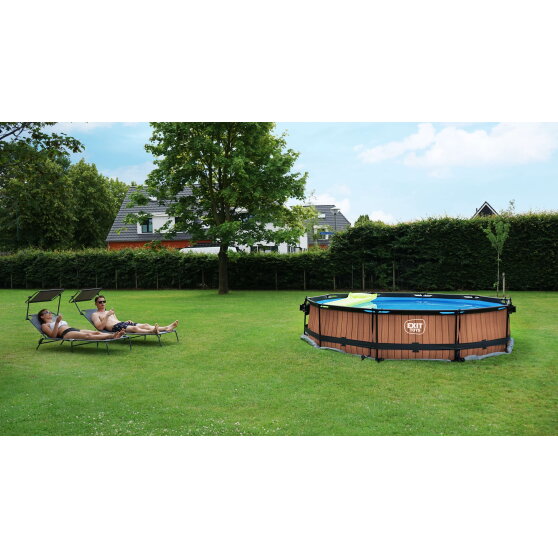 Piscina EXIT Black Wood ø360x76cm con pompa filtro - nero
