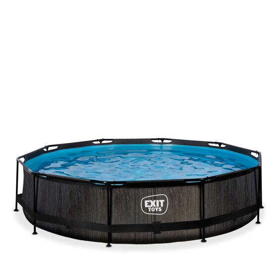 Piscina EXIT Black Wood ø360x76cm con pompa filtro - nero