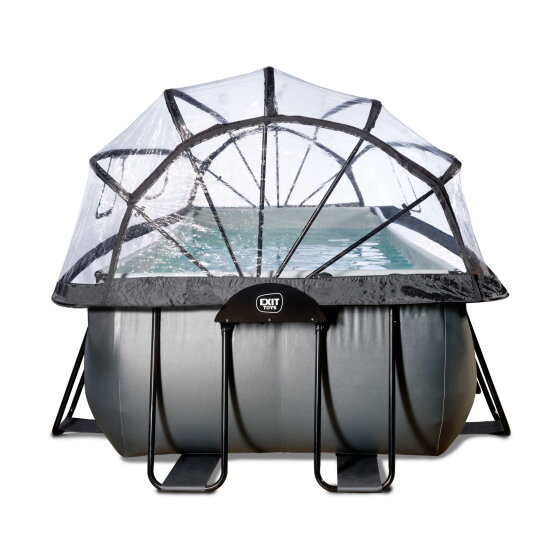 Piscina EXIT Black Leather 540x250x122cm con pompa filtro a sabbia e copertura e set accessori - nero