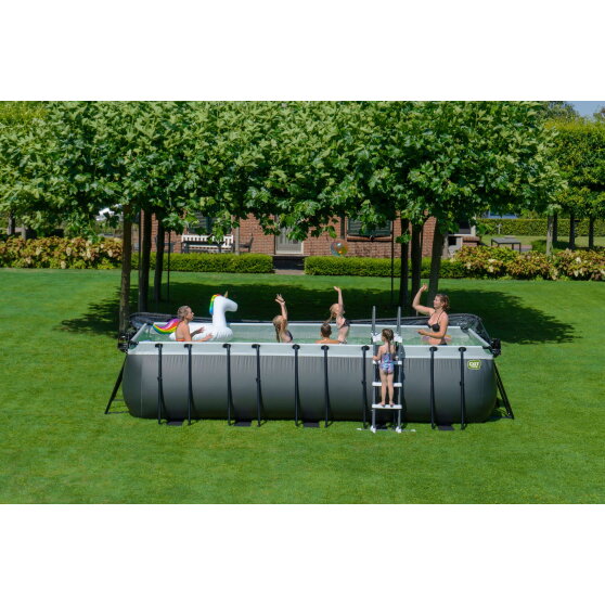 Piscina EXIT Black Leather 540x250x122cm con pompa filtro - nero