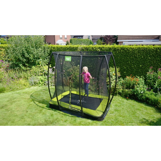 Trampolino elastico interrato EXIT Silhouette 153x214cm con rete di sicurezza - verde