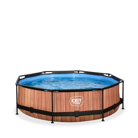Piscina EXIT Wood ø300x76cm con pompa filtro - marrone