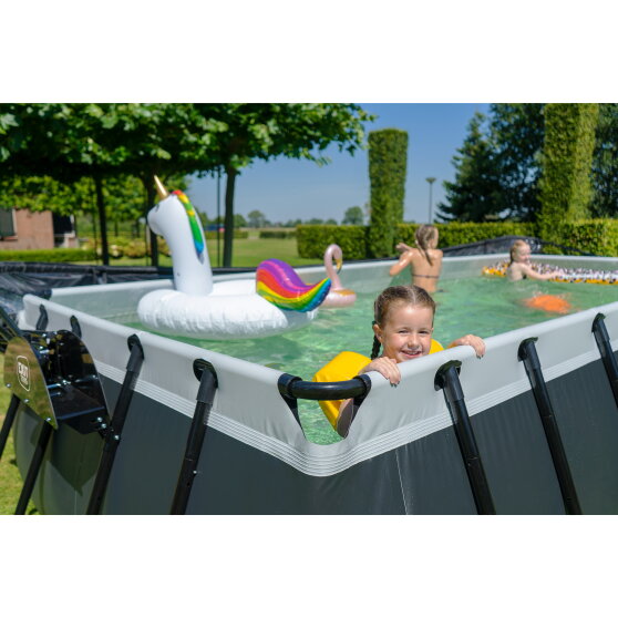 EXIT Black Leather pool 540x250x122cm with sand filter pump and dome - black