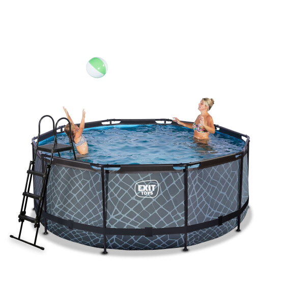 Piscina EXIT Stone ø360x122cm con pompa filtro a sabbia - grigia