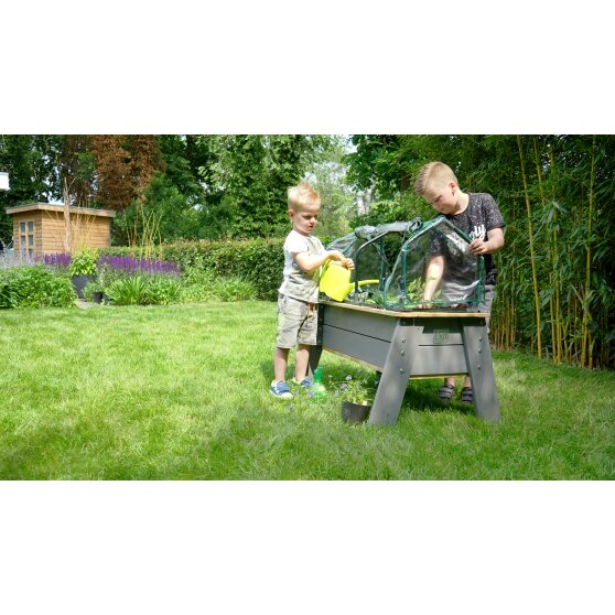 EXIT Aksent planter table L with greenhouse and gardening tools