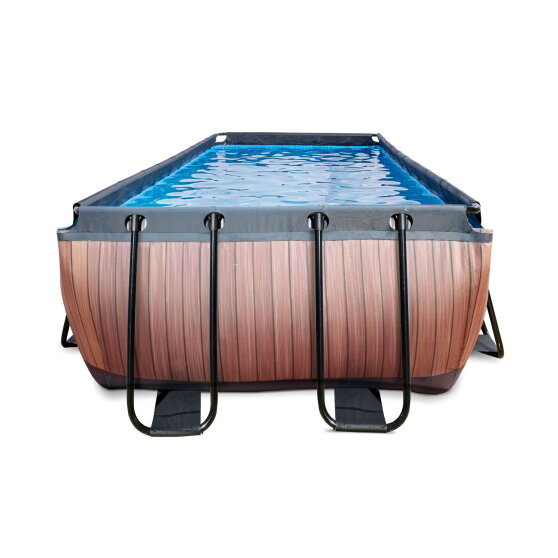 Piscina EXIT Wood 400x200x122cm con pompa filtro a sabbia - marrone