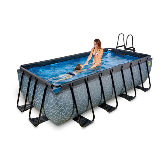 Piscina EXIT Stone 400x200x100cm con pompa filtro - grigia
