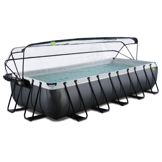EXIT Black Leather pool 540x250x100cm with sand filter pump and dome - black