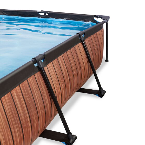 Piscina EXIT Wood 220x150x65cm con pompa filtro e copertura - marrone